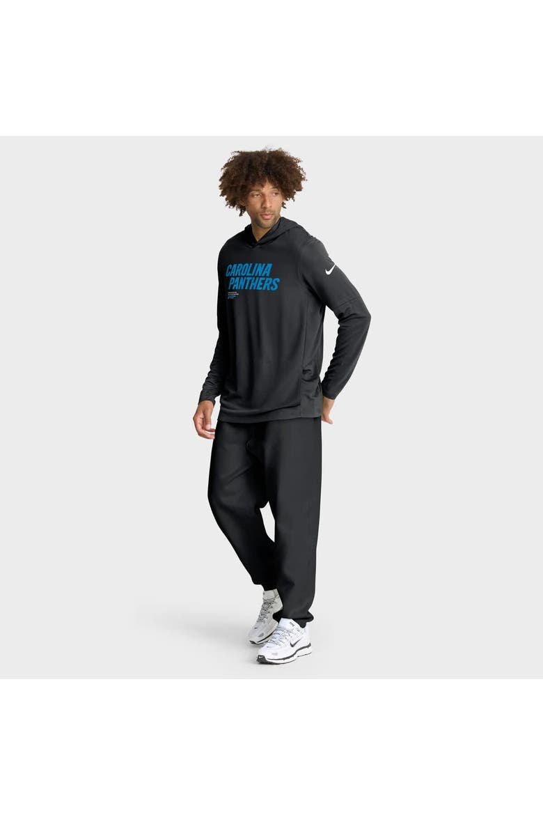 Men's Nike Black Carolina Panthers Sideline Pure Fury Dri-FIT Long Sleeve Hoodie T-Shirt, Alternate, color, Black
