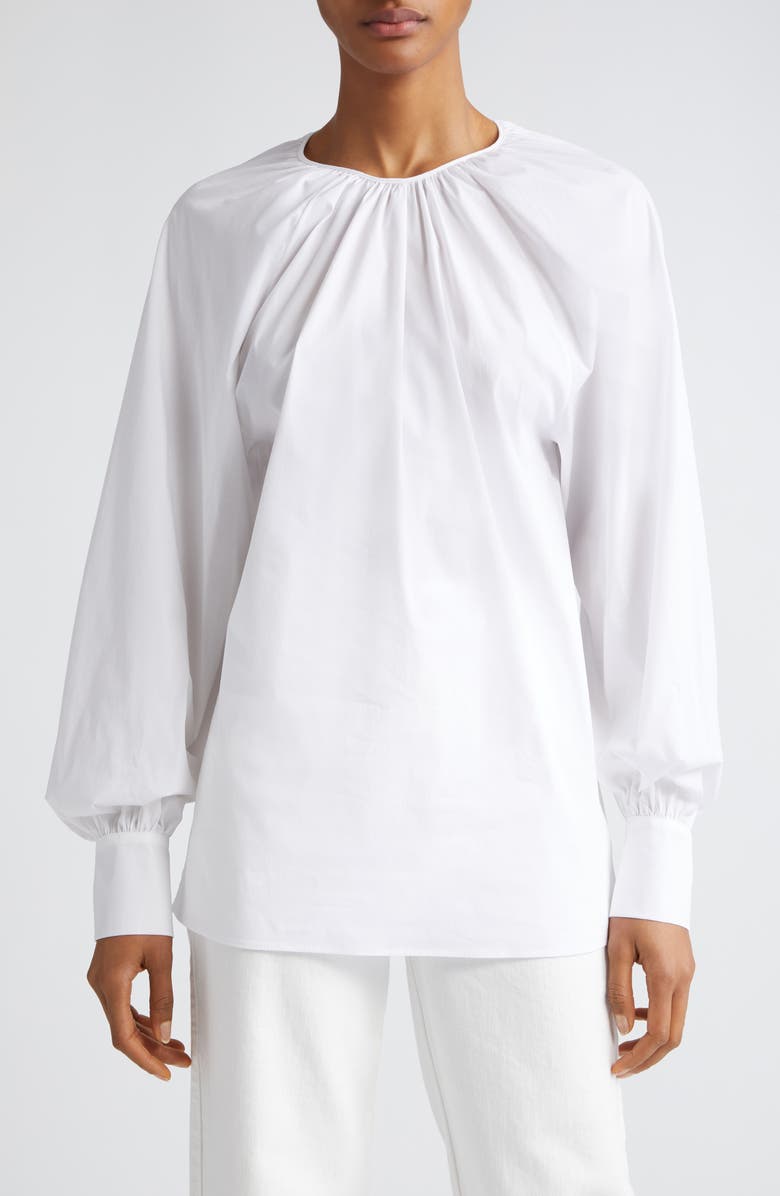 Eleventy Gathered Neck Top, Main, color, White