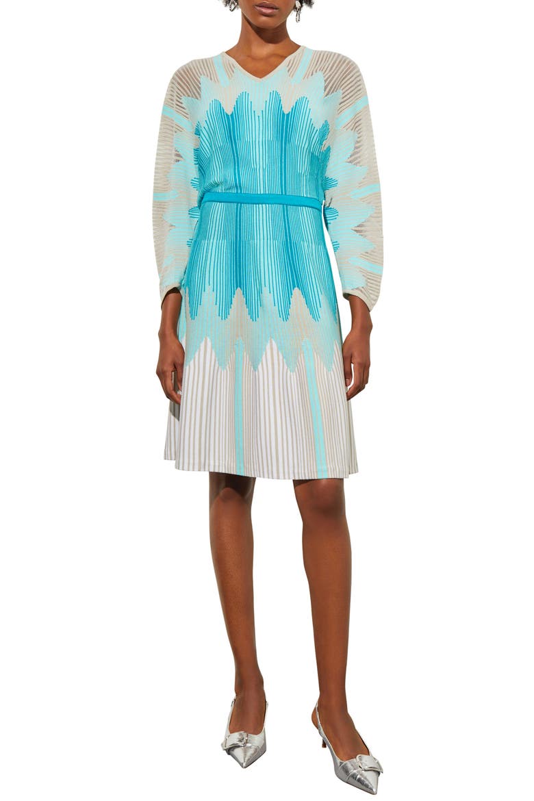 Long Sleeve Knit Minidress, Main, color, OCEANFRONT/BERMUDA/LIMESTONE