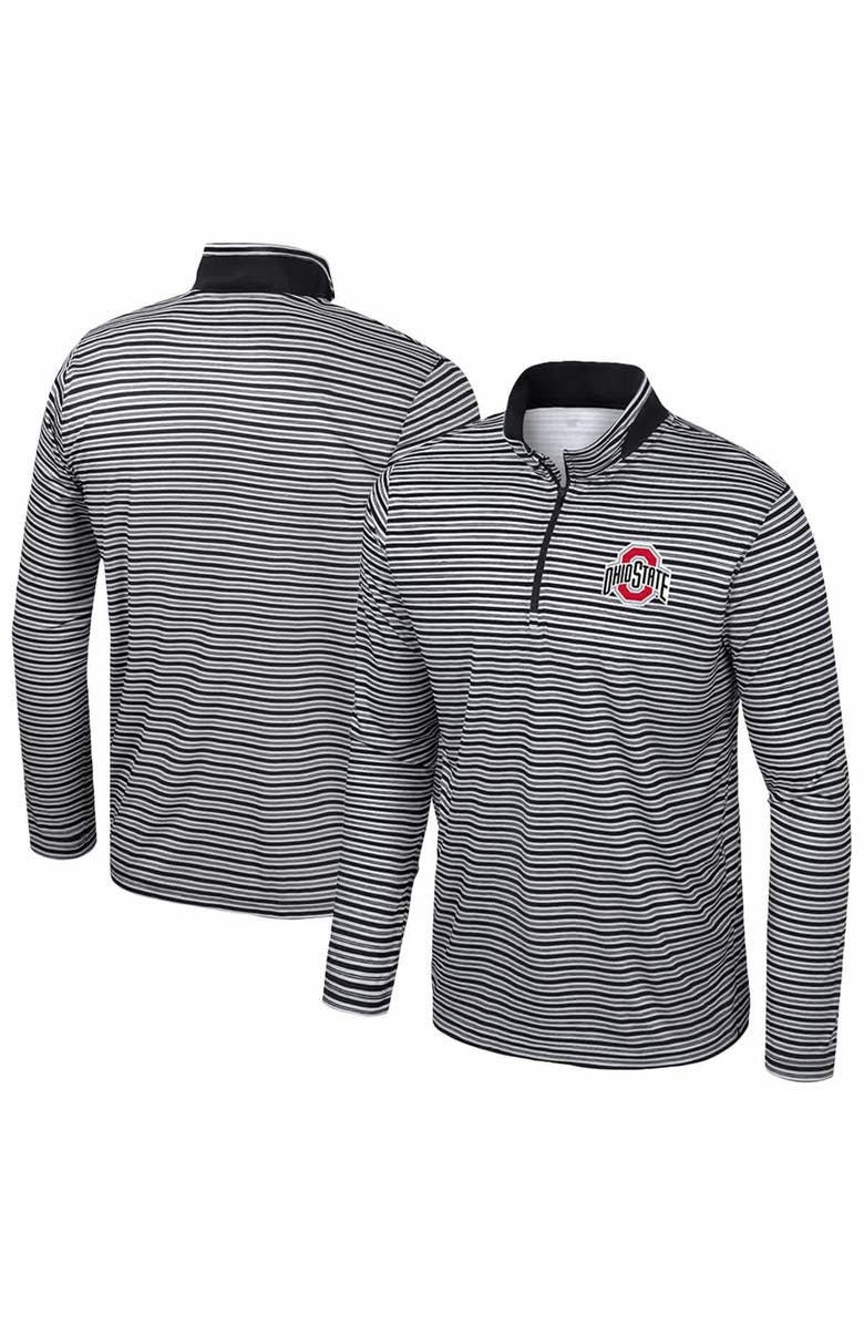 COLOSSEUM Men's Colosseum Black Ohio State Buckeyes Striped Quarter-Zip Top, Main, color, 