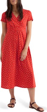 Seasalt Cornwall Chapelle Dot Print Organic Cotton Jersey Midi Dress