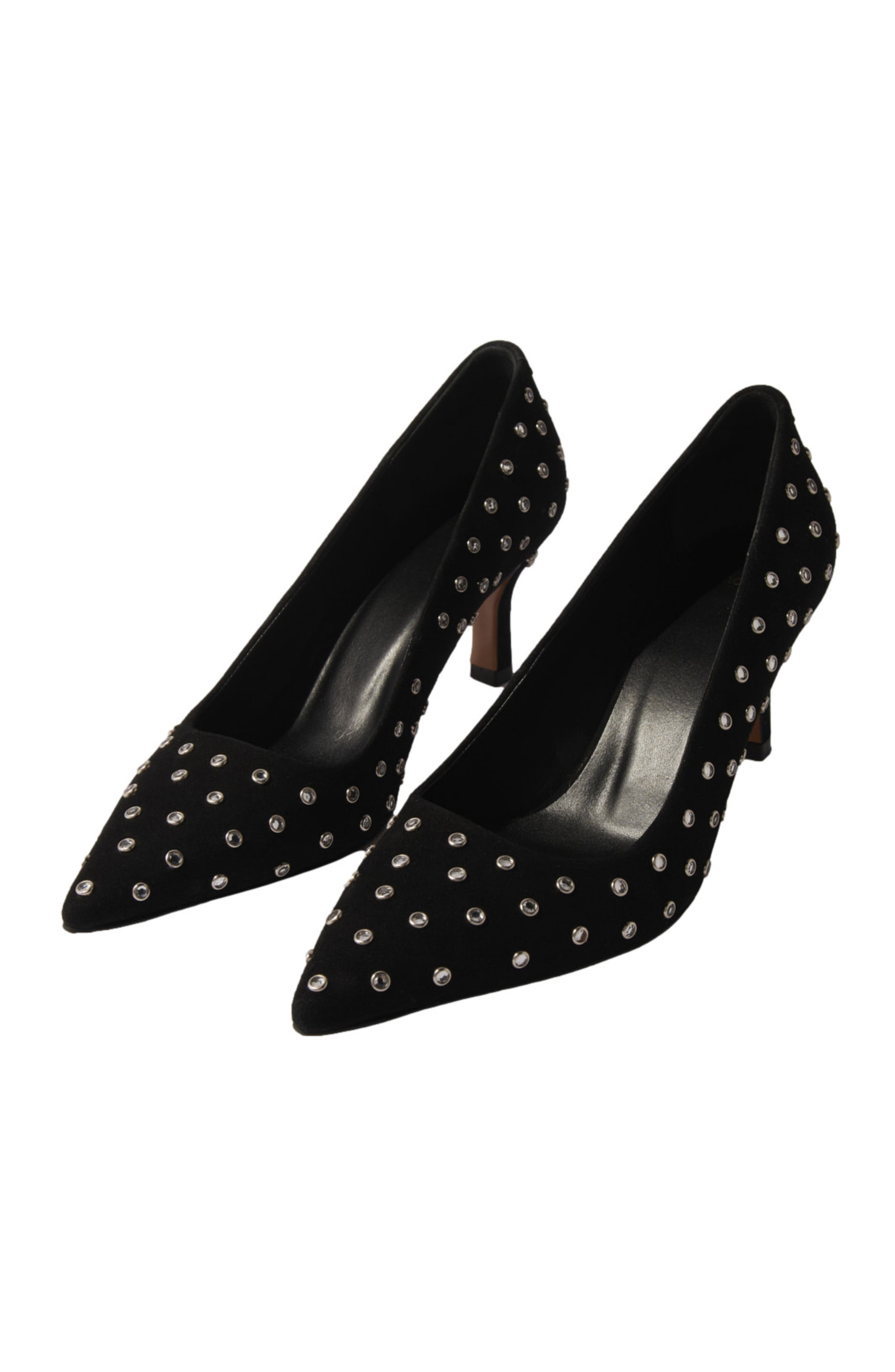 maje Rhinestone pumps with pointed toes, Alternate, color, Black
