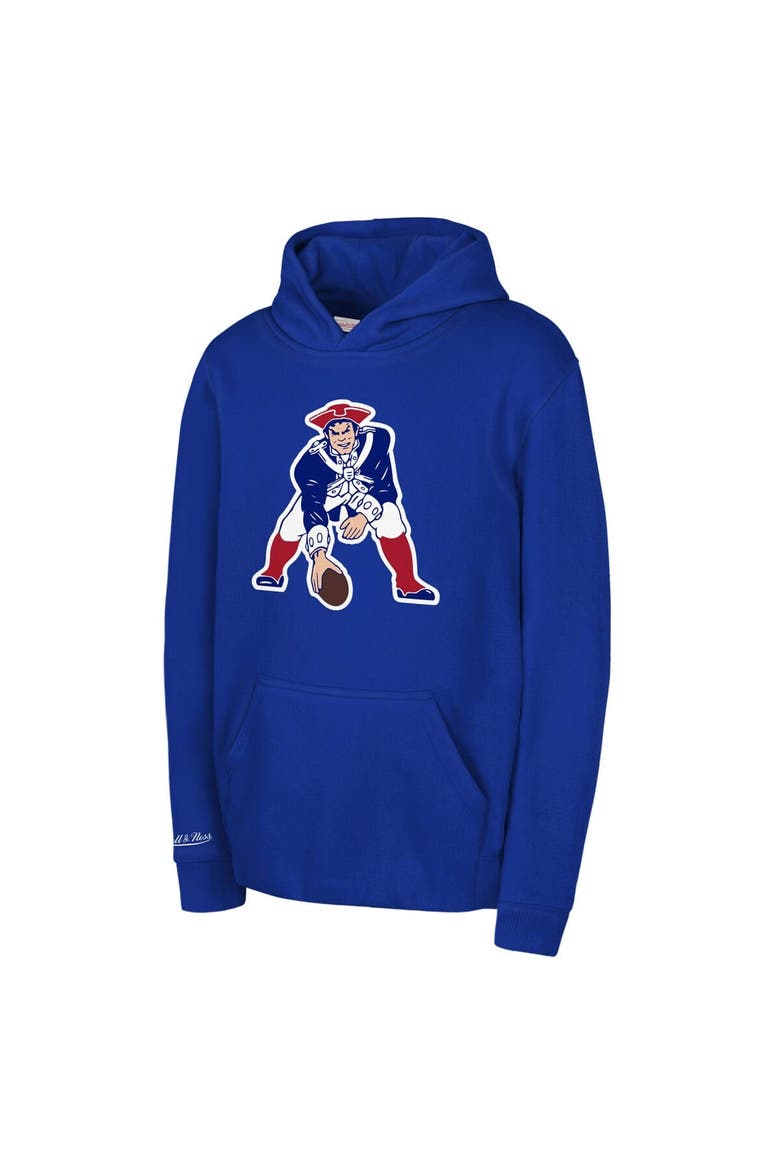 Youth Mitchell & Ness Royal New England Patriots Retro Logo Hoodie, Main, color, Royal