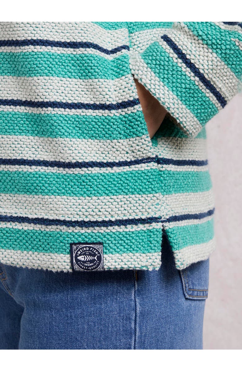 Weird Fish Ally 1/4 Zip Stripe Hoodie, Alternate, color, Aqua Marine