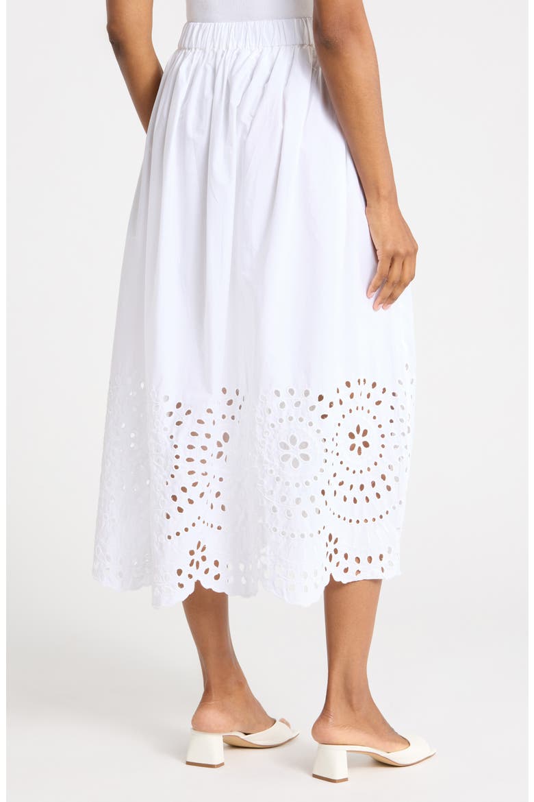Embroidered Eyelet Cotton Poplin Pull-On Skirt, Alternate, color, WHITE