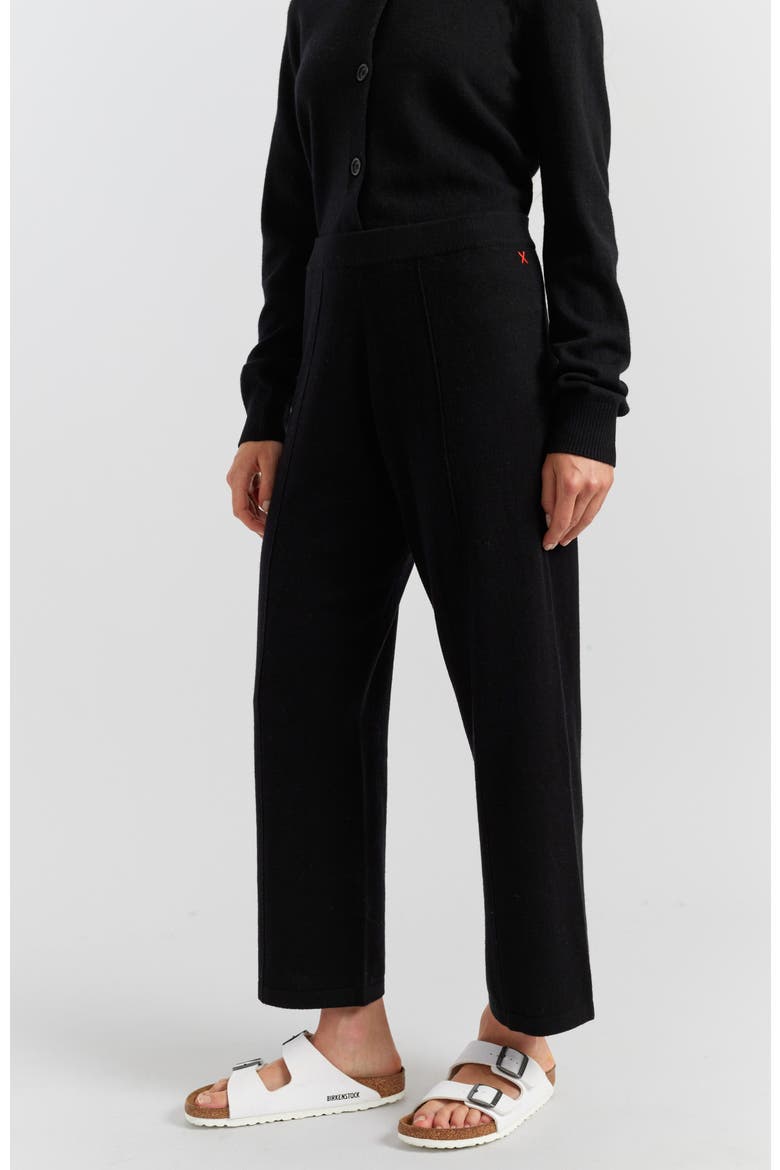 Wool-Cashmere Cropped Wide-Leg Pants, Main, color, Black