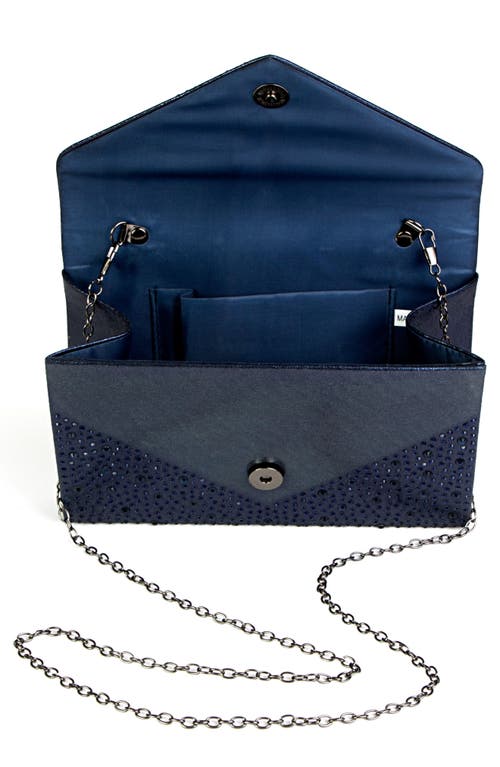 Lady Couture Rhinestone Envelope Clutch In Navy