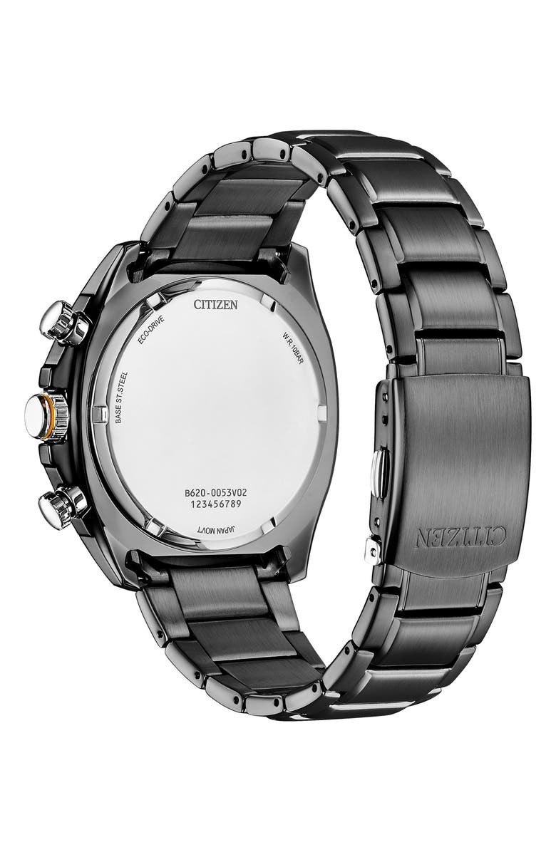 Citizen Eco Drive Chronograph Ion Plated Stainless Steel Bracelet Watch, 44mm, Alternate, color, Gray