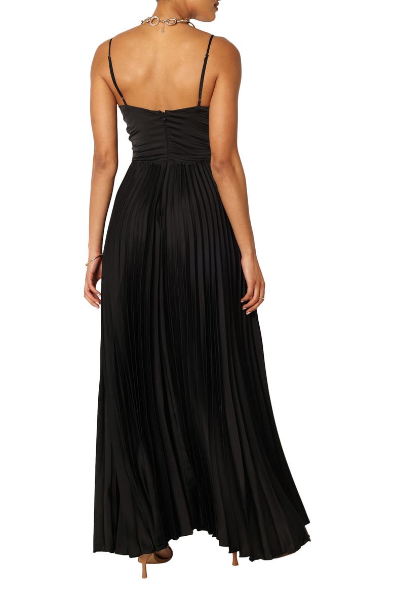 Naira Pleated Maxi Dress, Alternate, color, BLACK