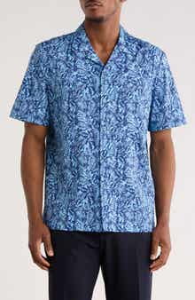 Bugatchi Leaf Print Camp Shirt