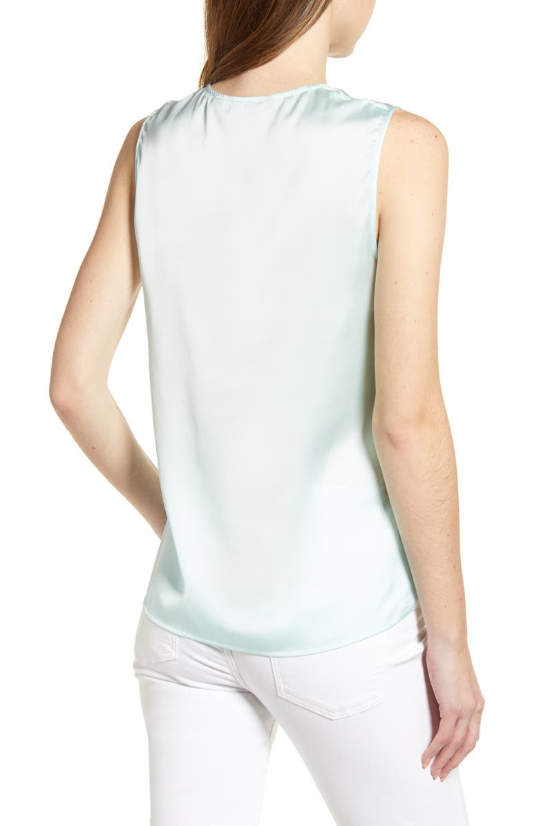 Ming Wang Split Neck Satin Tank, Alternate, color, 