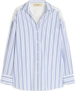 Weekend Max Mara Tessile Stripe Poplin Eyelet Button-Up Shirt