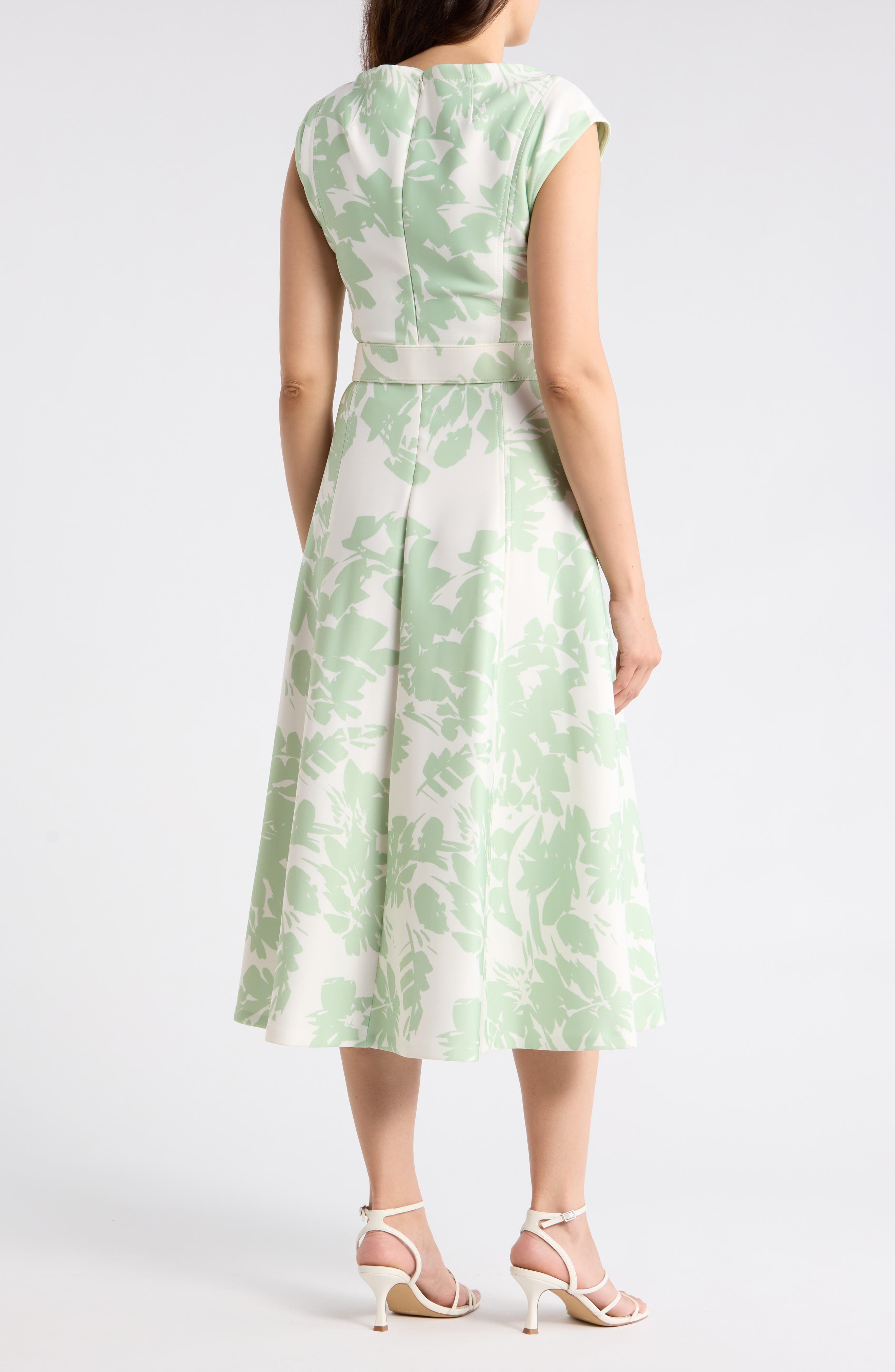 Cap Sleeve Belted Midi Dress - image 2