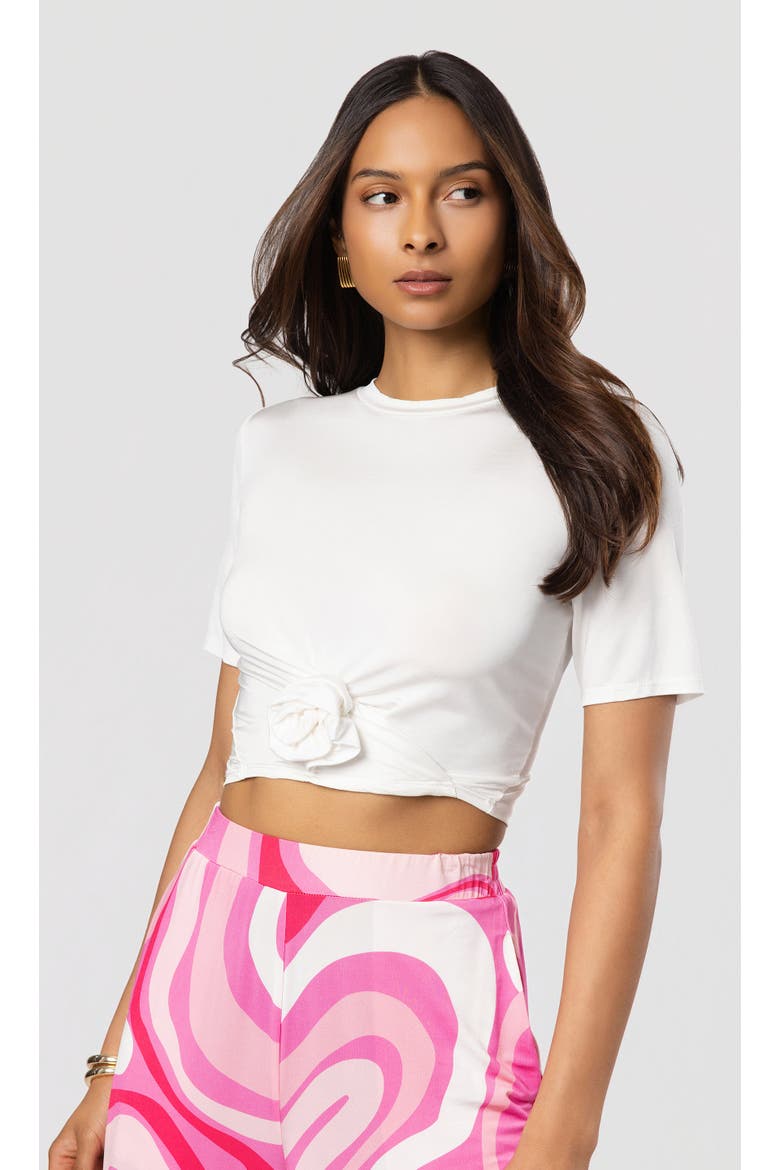 Adelaide Rose Sheen Jersey Top, Alternate, color, White