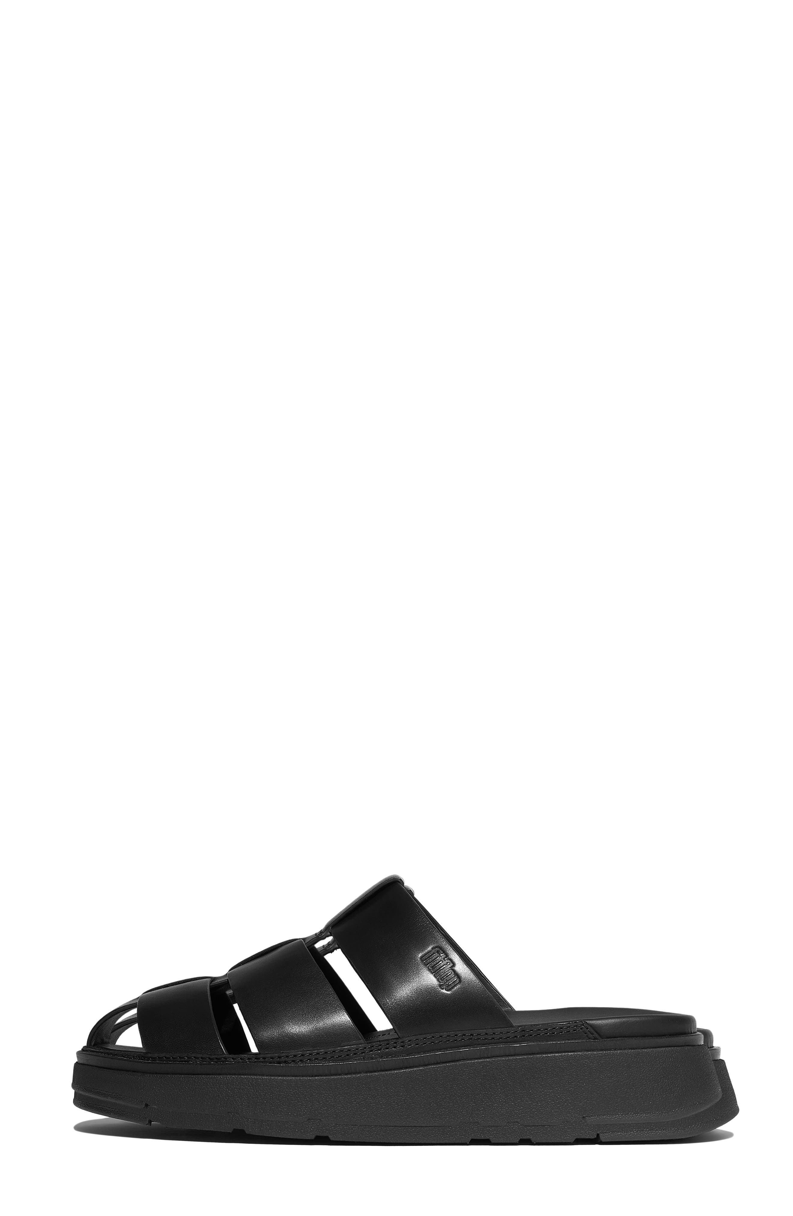 Gen-FF Leather Fisherman Slide Sandal, Alternate, color, ALL BLACK