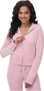 Juicy Couture Luxe Velour Embellished Hoodie Whisper Pink