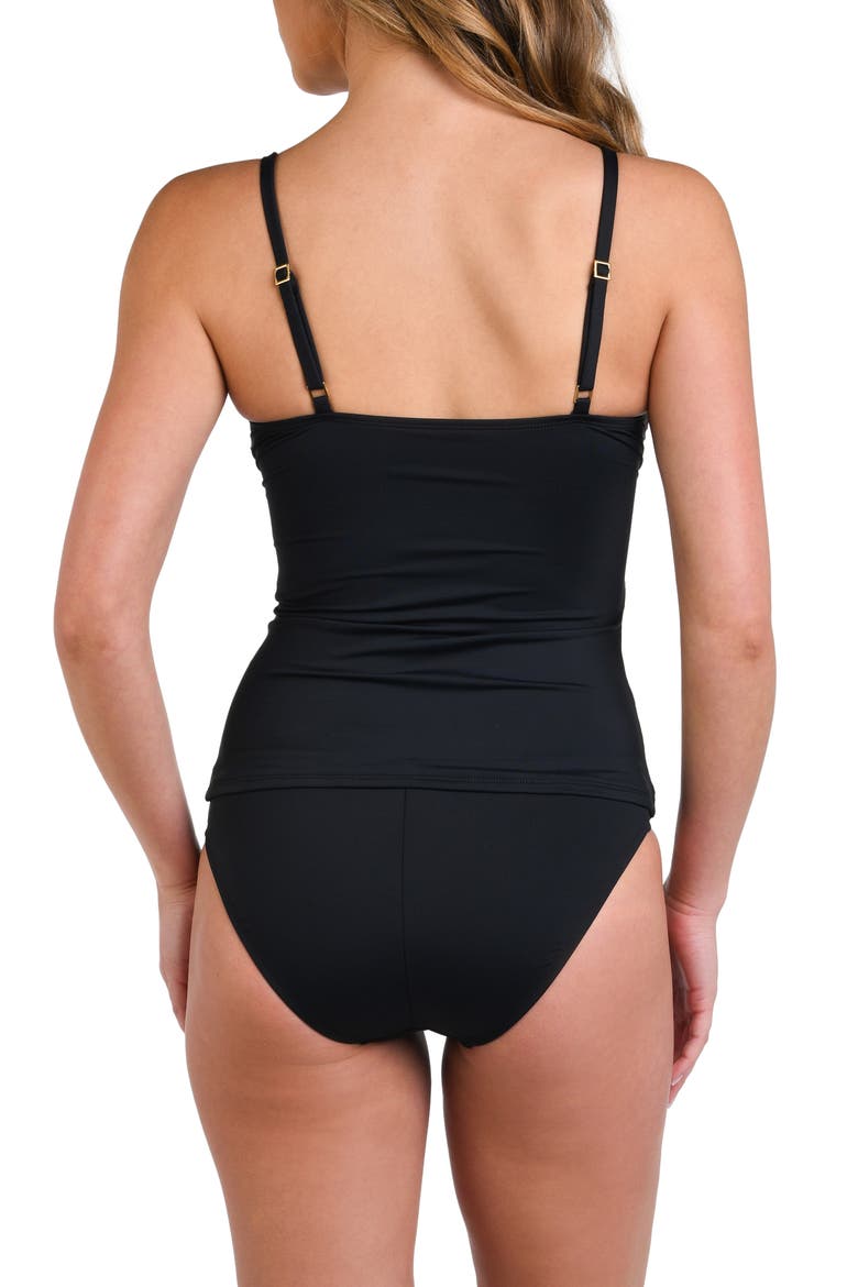 Island Goddess Sweetheart Shirred Tankini, Alternate, color, BLACK
