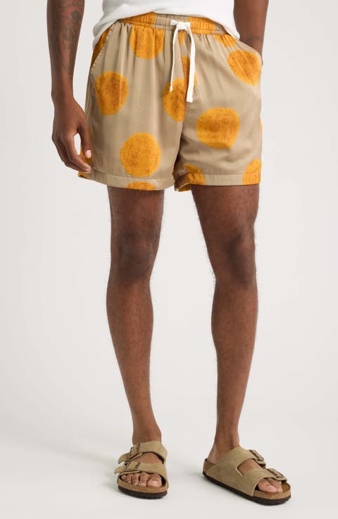 Curly Print Drawstring Shorts