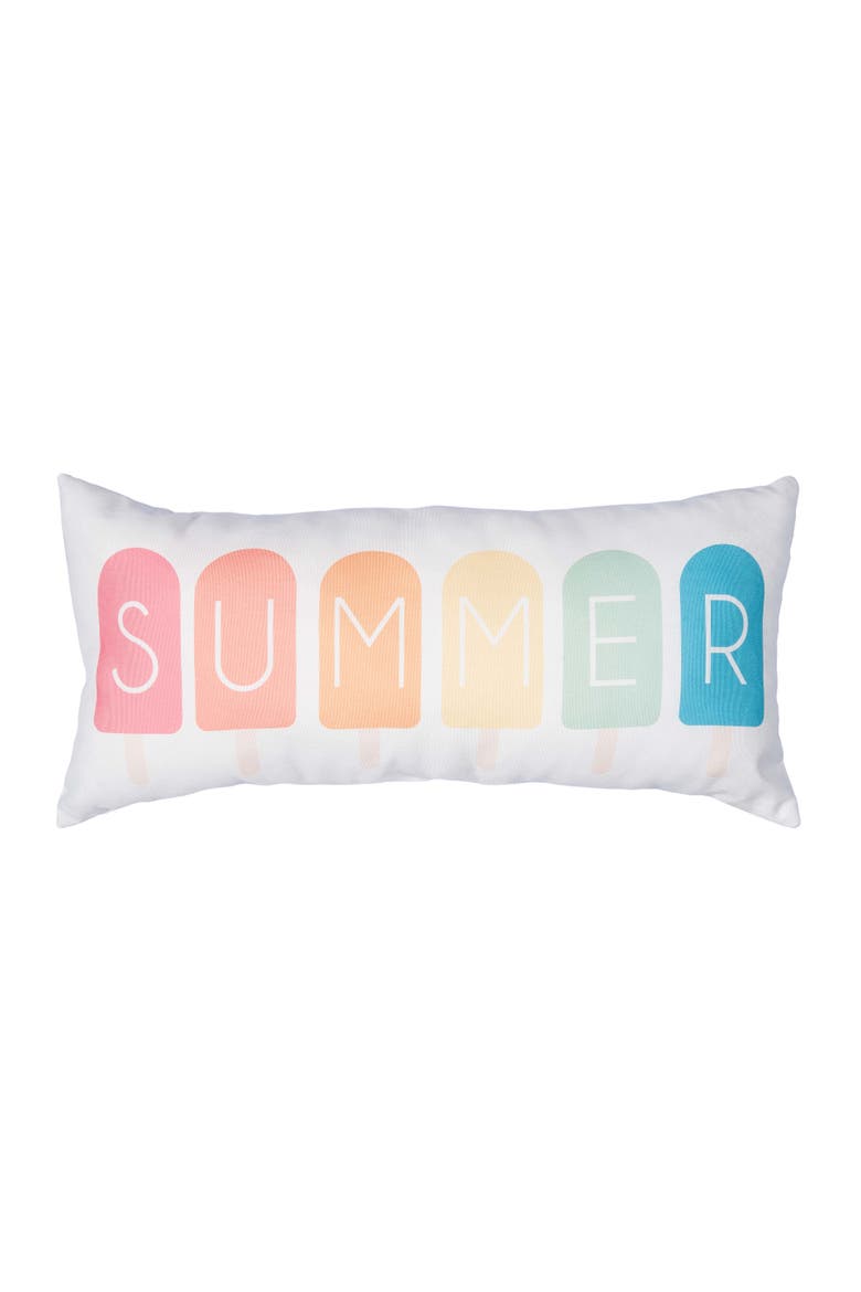 Popsicle Indoor/Outdoor Lumbar Accent Pillow 12" x 24", Main, color, White
