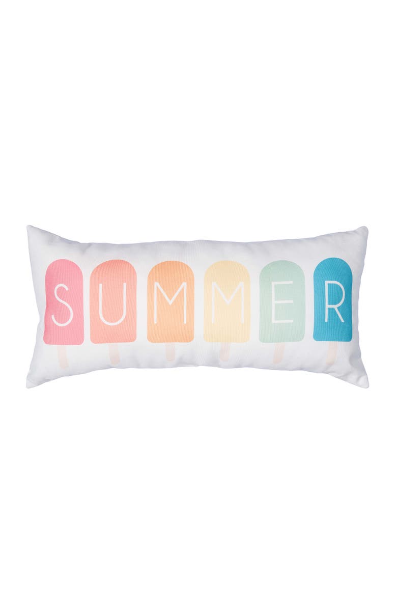 C&F Home Popsicle Summer Typography Graphic Print Throw Indoor/Outdoor Accent Pillow, 12" x 24", Main, color, White