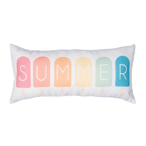 Popsicle Summer Typography Graphic Print Throw Indoor/Outdoor Accent Pillow, 12" x 24"