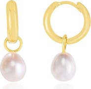 The Lovery Fine Jewelry Pearl Drop Huggie Hoop Earrings