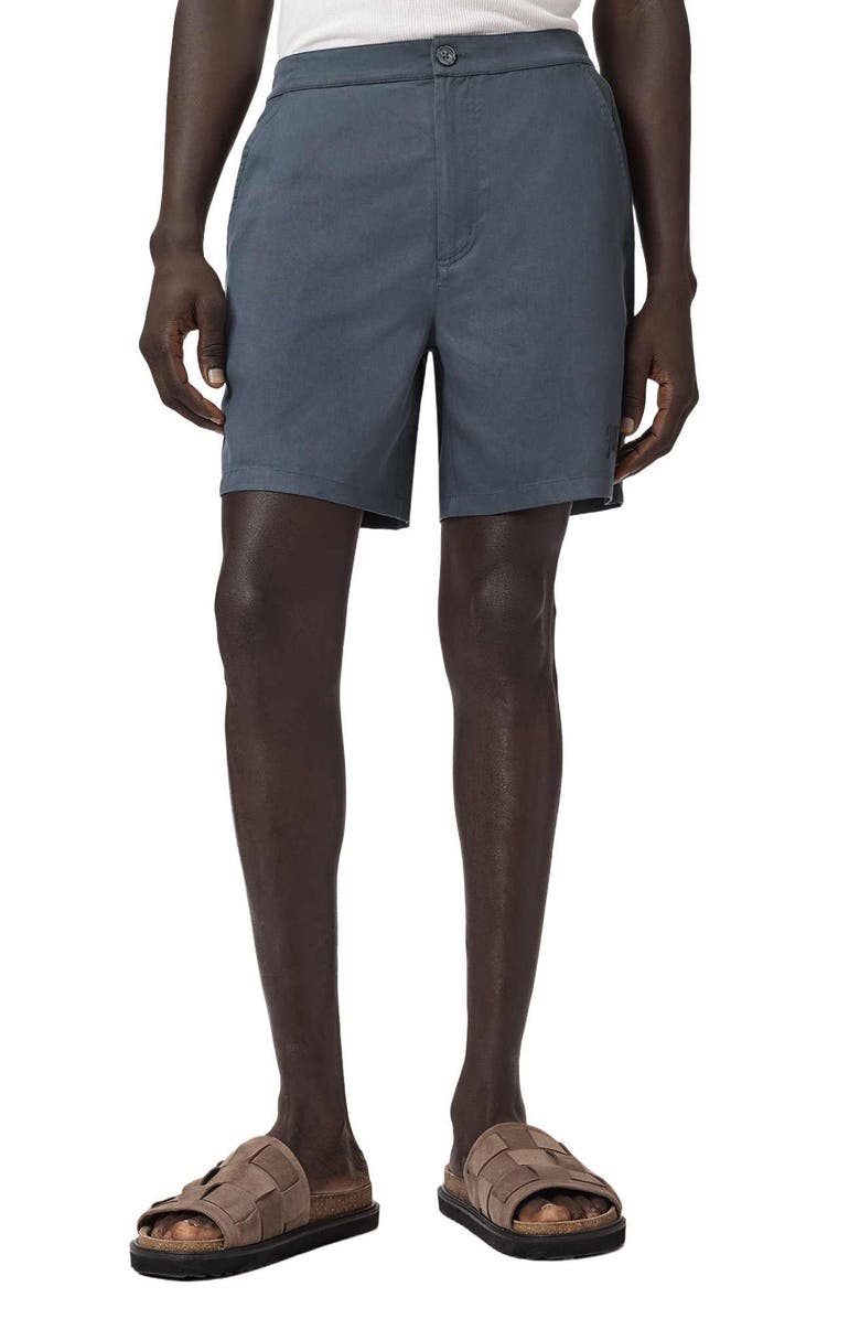 AllSaints Circe Flat Front Shorts, Main, color, Moonstone Blue