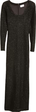 ST. JOHN Nicoline Long Sleeve Sequin Stretch Knit Gown