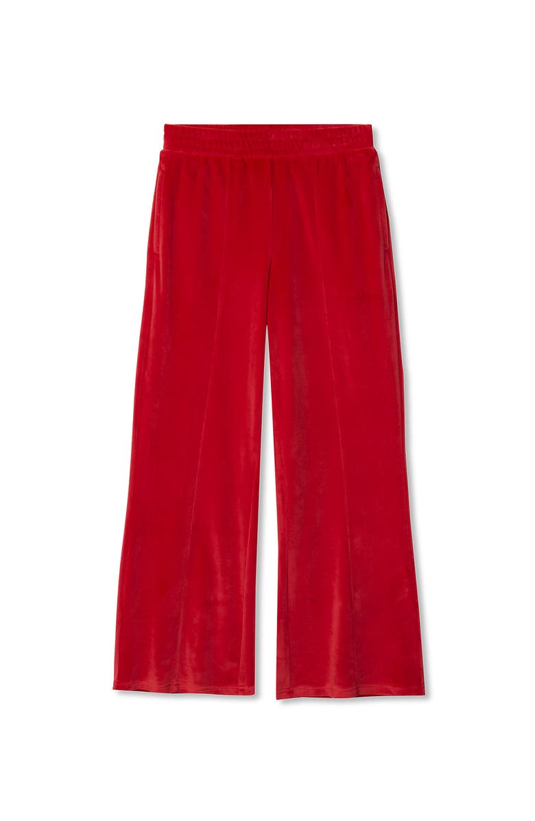 Lands' End Girls Wide Leg Velour Pants, Main, color, Apple Red