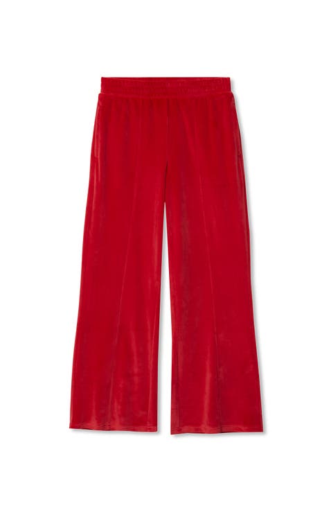 Girls Wide Leg Velour Pants