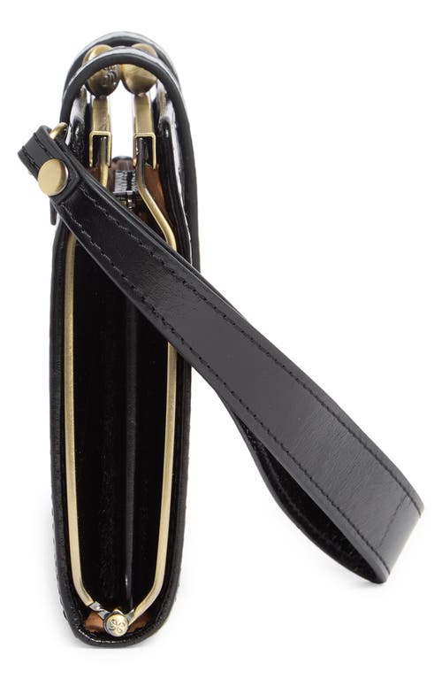 Hobo Violet Leather Wristlet In Black