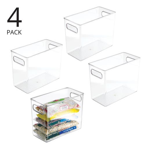 Mdesign Plastic Tall Food Storage Organization Container Bin With Handles In Transparent