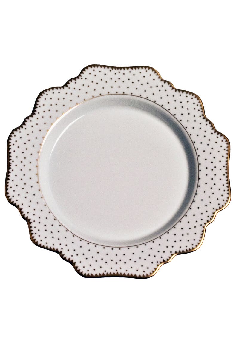 Simply Anna Antique Polka Salad Plate, Main, color, WHITE/GOLD
