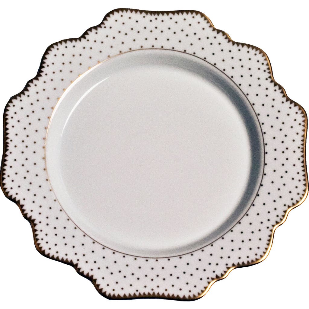 Anna Weatherley Simply Anna Antique Polka Salad Plate In White/gold