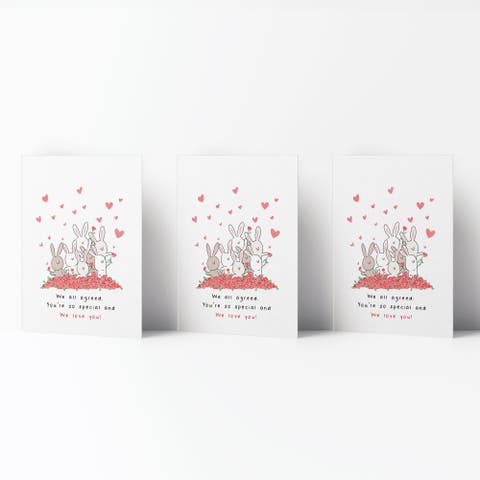 Valentine's Day Friendship Greeting Card Pack Sets, 'Bunnies We Love You'