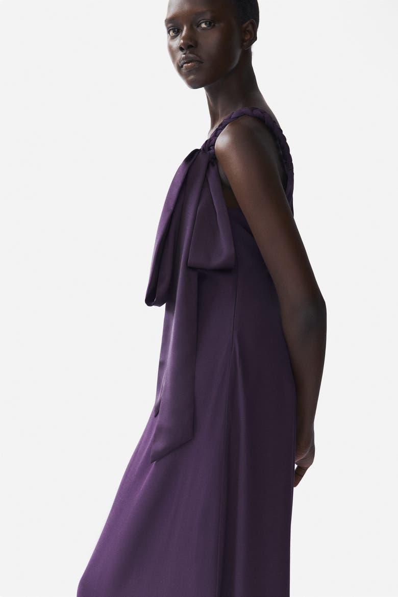 Braided-detail One-shoulder Dress, Alternate, color, Purple