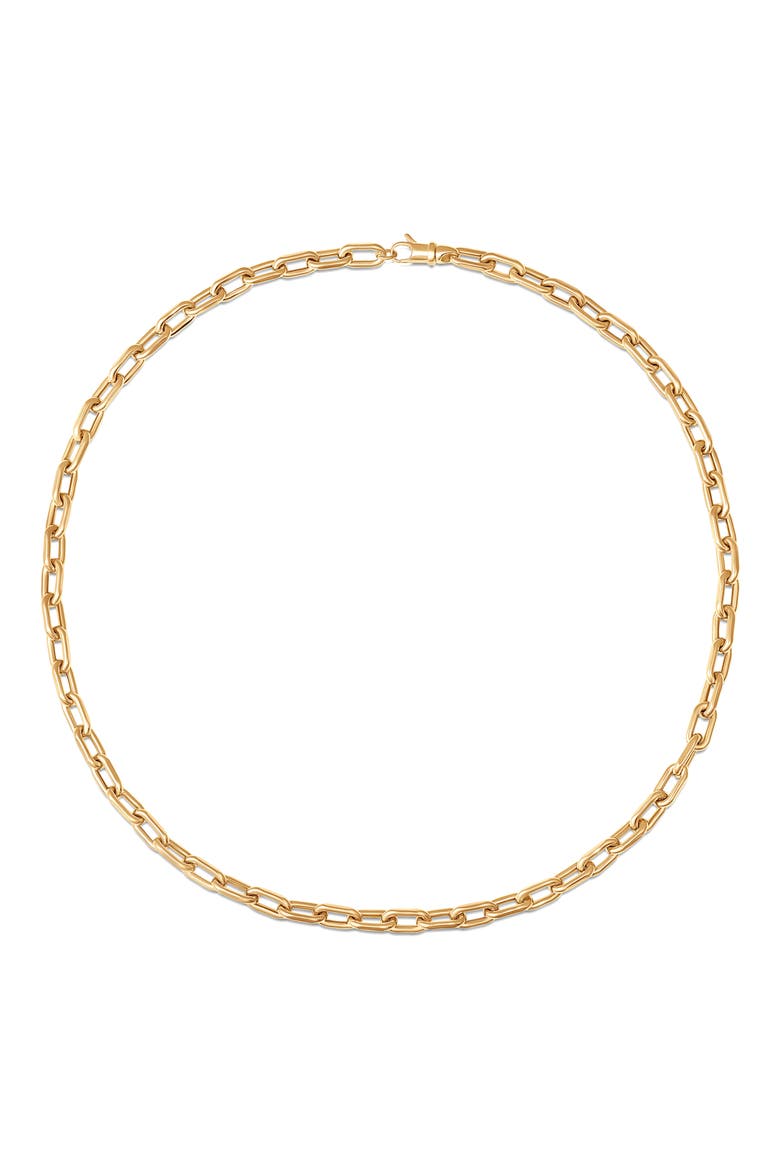 Gold Medium Rectangle Link Necklace, Main, color, YELLOW