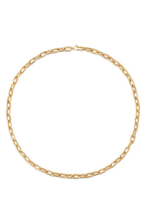 Gold Medium Rectangle Link Necklace
