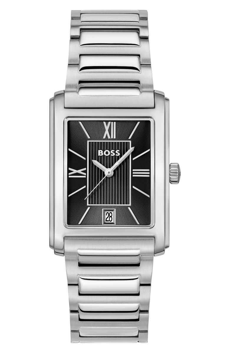 BOSS Principle Dress Bracelet Watch, 28mm x 7.8mm, Main, color, Black