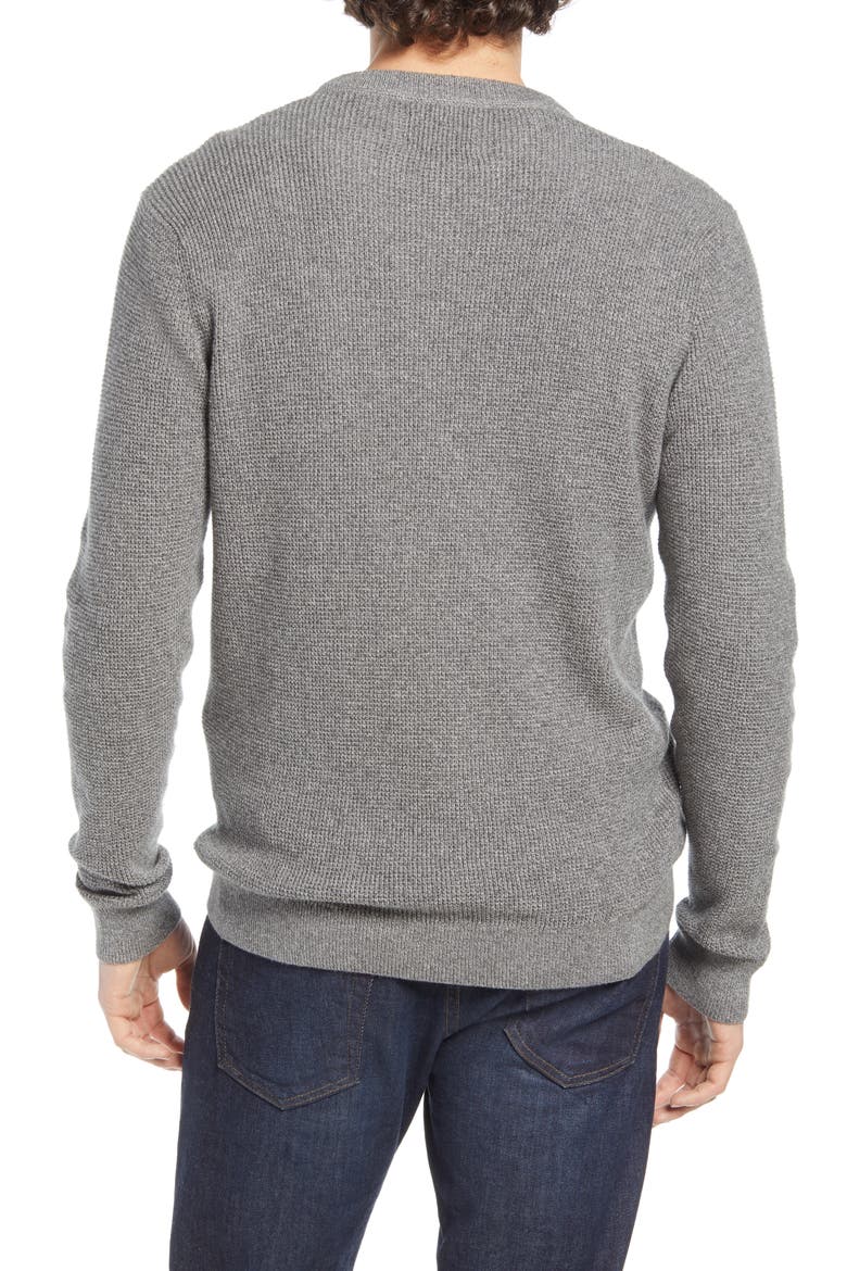 Waffle Knit Crewneck Sweater, Alternate, color, GREY SHADE MARL