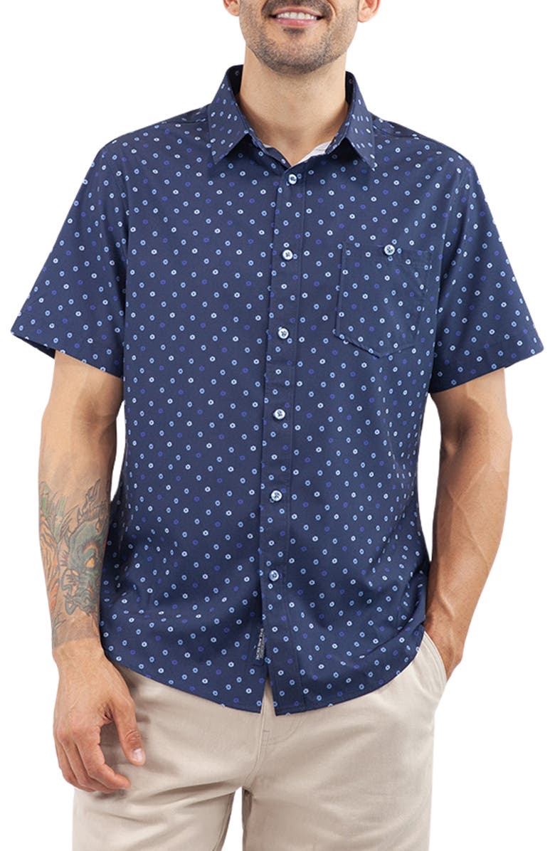 JACHS Classic Fit Short Sleeve Button-Up Tech Shirt, Main, color, 