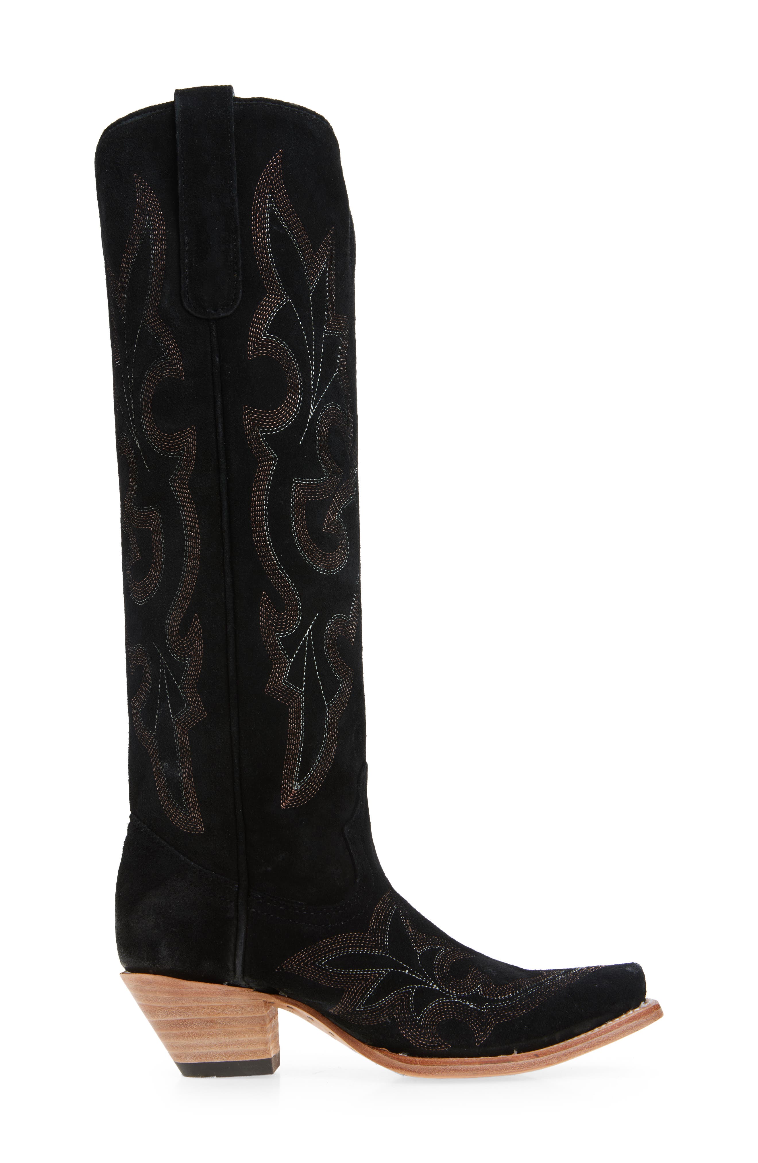 CORRAL Embroidered Knee High Cowboy Boot, Alternate, color, Black