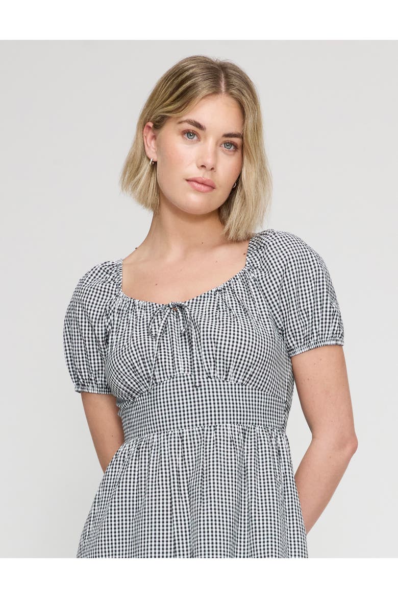 Kaitlyn Cotton Gingham Midi Dress, Alternate, color, Black Gingham Check