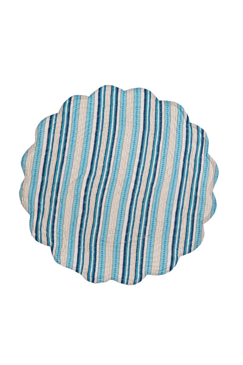Bailey Blue 100% Cotton Round Quilted Single Placemat 17", Alternate, color, Blue
