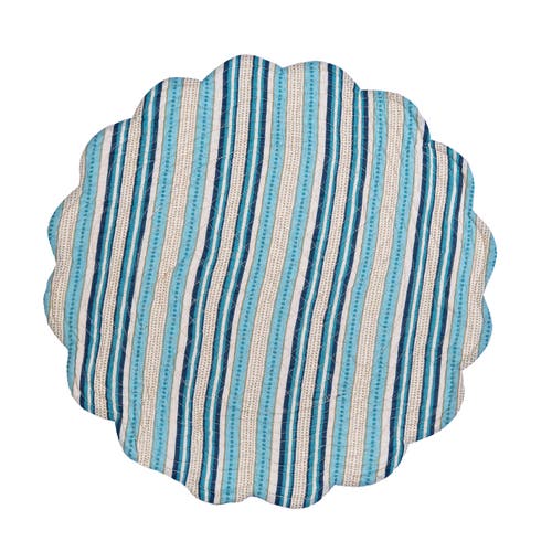 C & F Home C&f Home Bailey Blue Reversible Machine Washable Round Scallop Quilt Placemats Set Of 6 In Blue