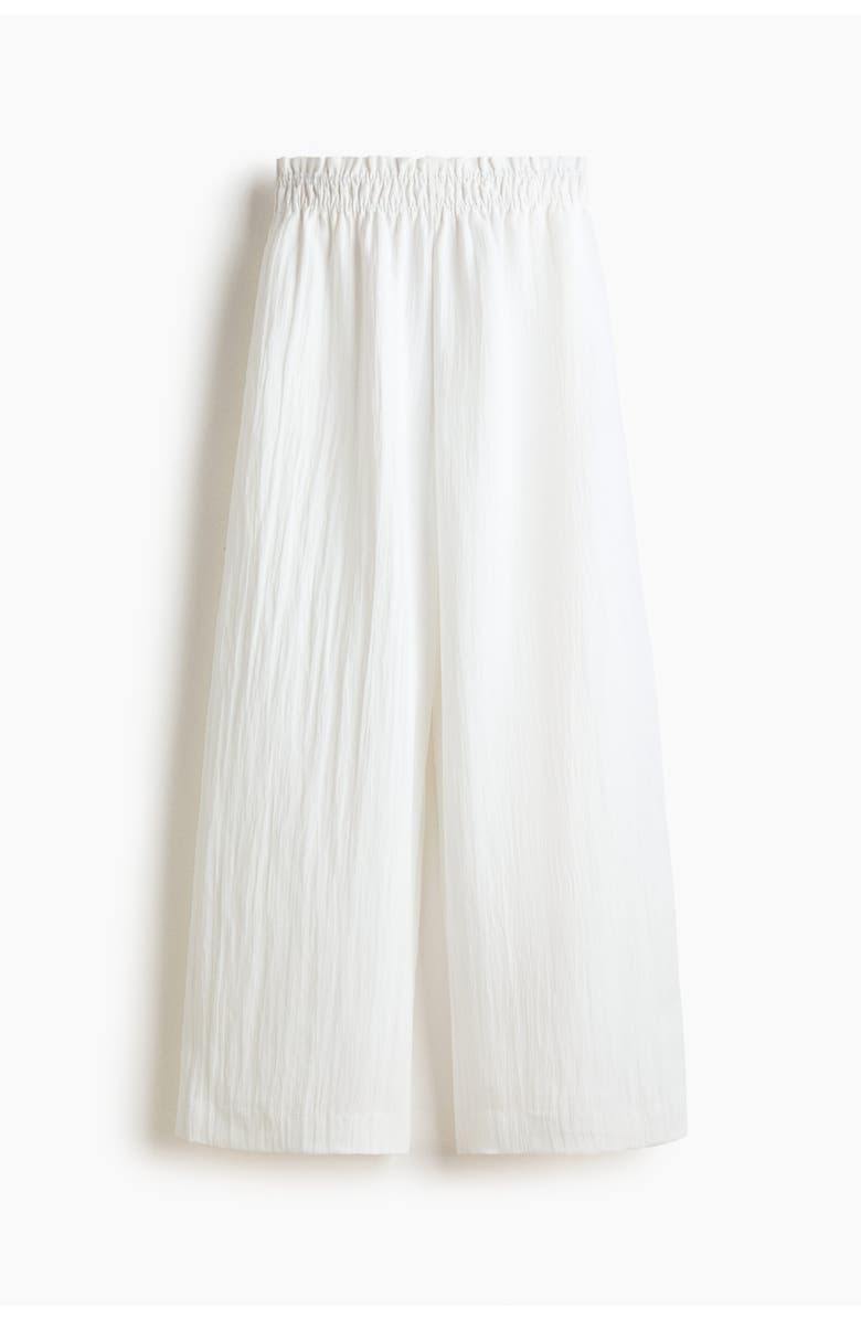 H&M Wide Frill-trimmed Trousers, Main, color, White