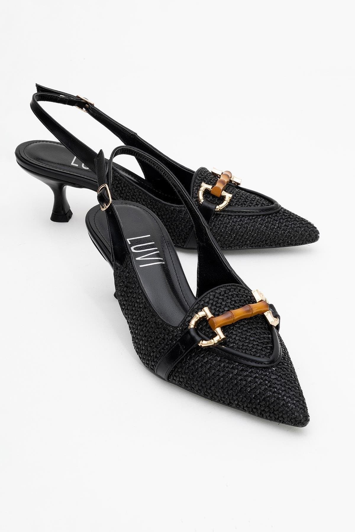 Prologue Shoes Osca Pointed Toe Buckled Slingback Pump, Alternate, color, Black