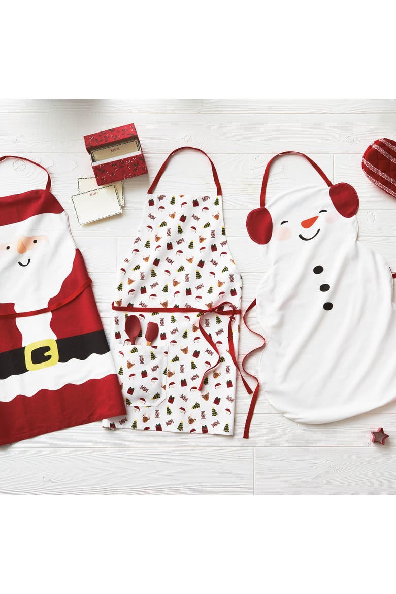 Snowman Kids Apron Christmas Kitchen Cooking White Multi, Alternate, color, White