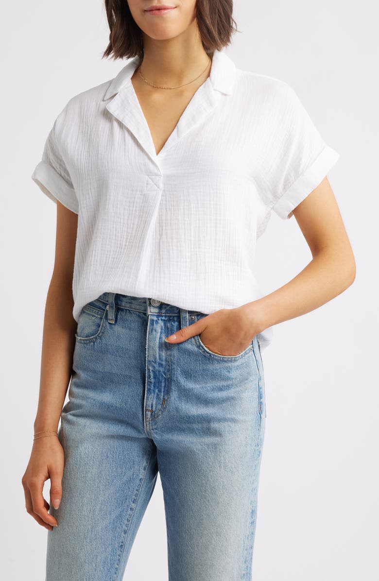 beachlunchlounge London Cotton Gauze Popover Top, Main, color, 