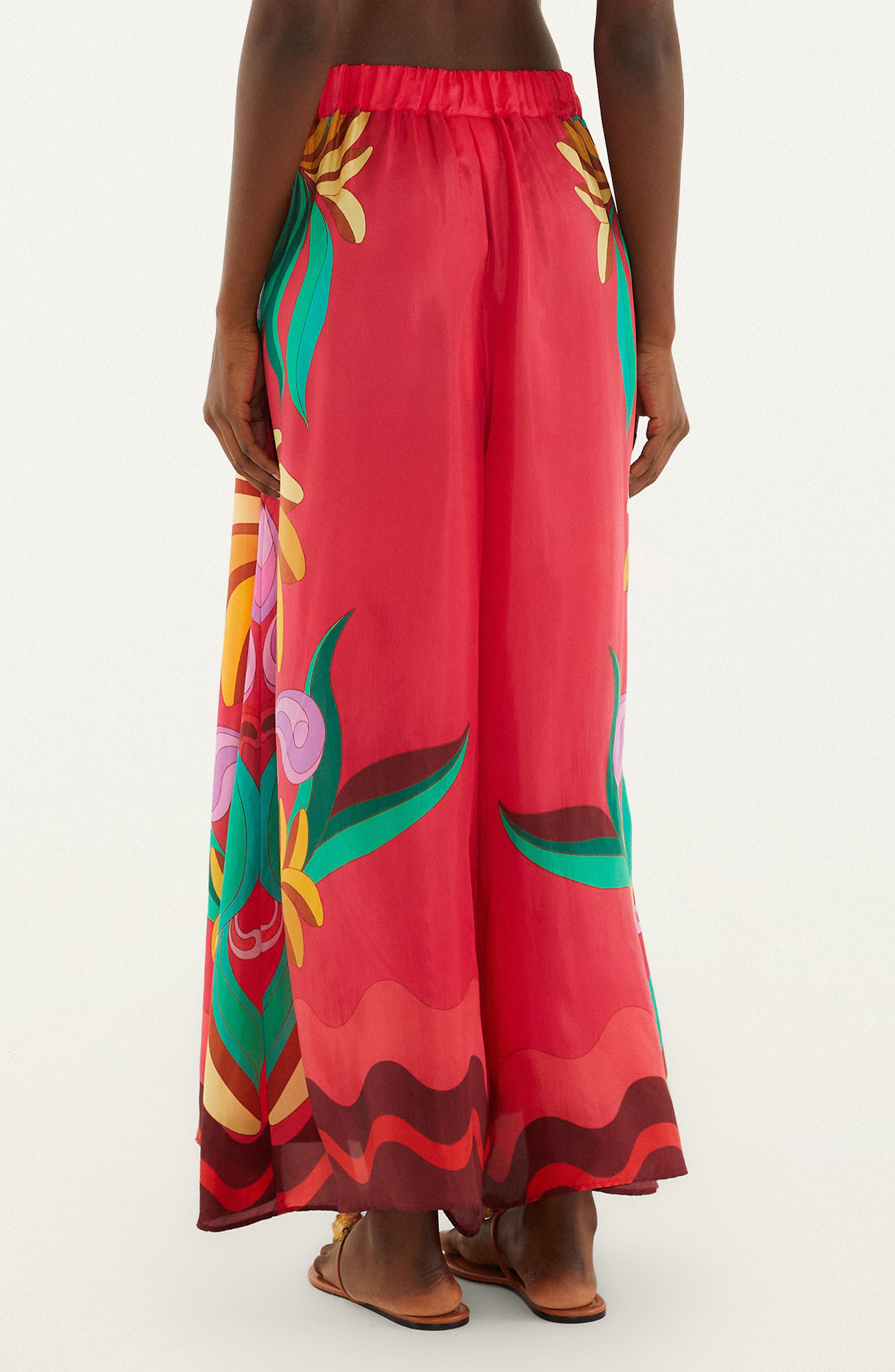Placed Print Wide Leg Drawstring Pants - image 2